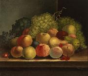Still life, fruit oil on canvas painting by Van Diemonian (Tasmanian) artist and convict William Buelow Gould